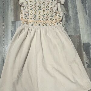 Embroidered Cream Kids Dress